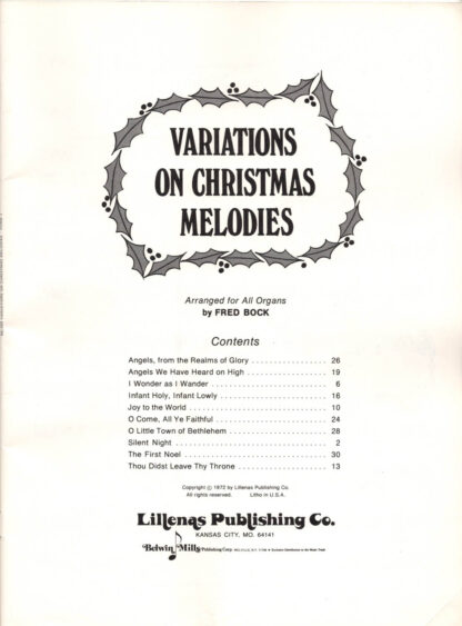 Variations on Christmas Melodies (contents)