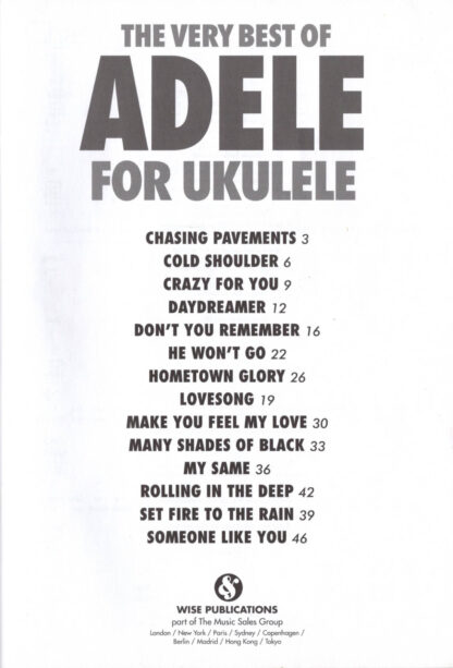 The Very Best of Adele for Ukulele (contents)