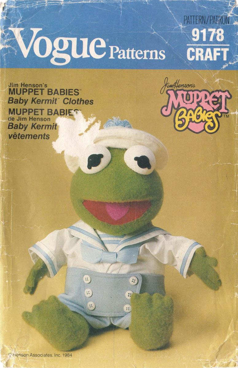 Jim Henson Muppet Babies Slippers BABY KERMIT CLOTHES Vogue 9178