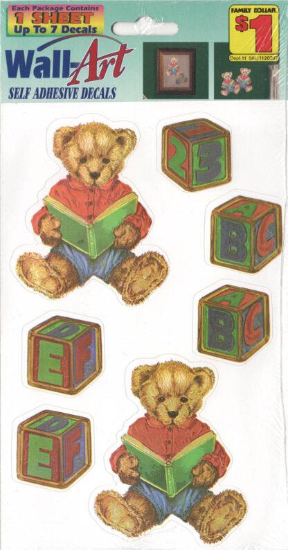 Teddy Bear with Book and Blocks Decals