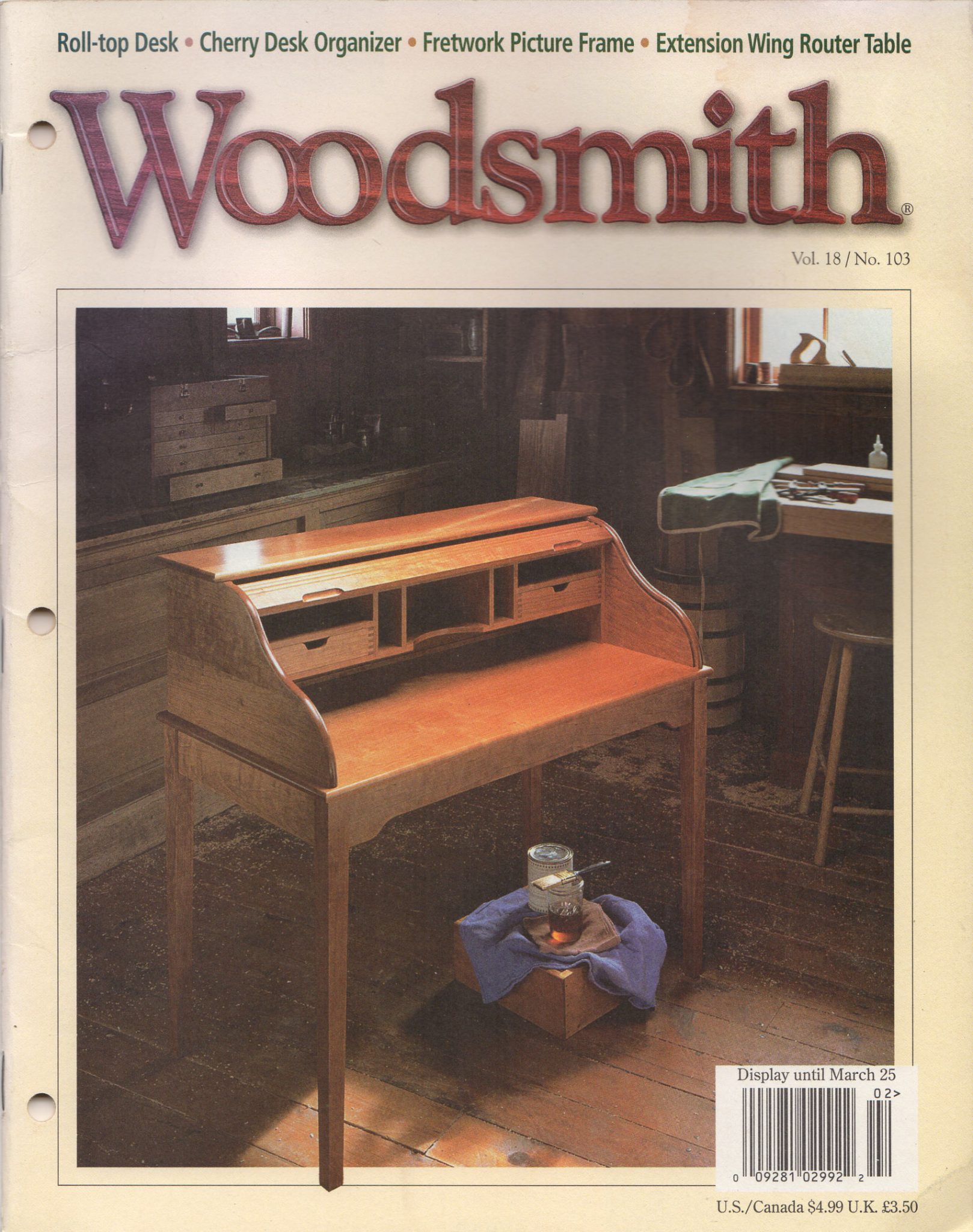 Woodsmith Vol 18 No 103 Roll Top Desck Desk Organizer Frame